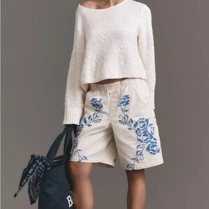 Pilcro Blue Floral on Cream Women's Bermudas
